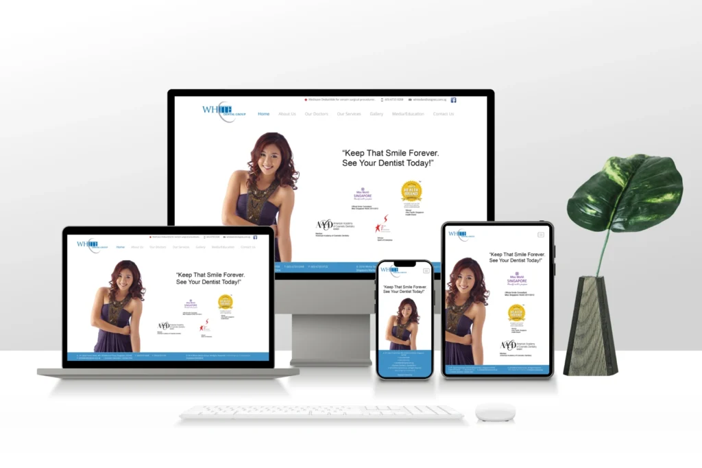 Dental clinic website design example on desktop and mobile