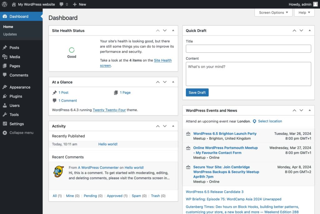 WordPress_6.4_Dashboard