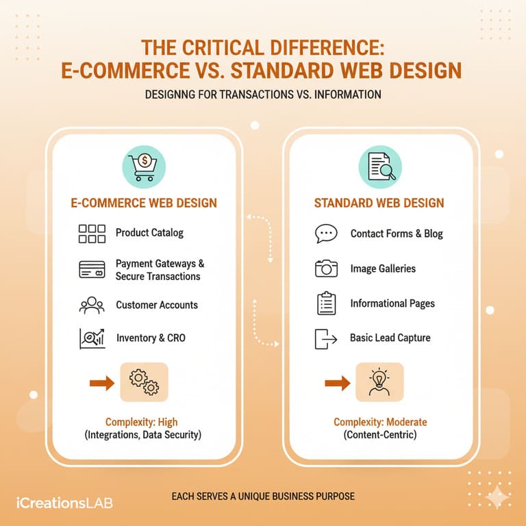 The Critical Difference E-commerce vs. Standard Web Design