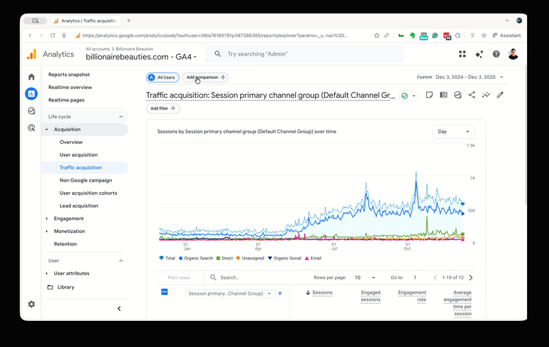 Add Comparison Filter